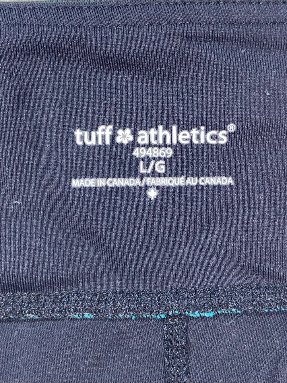 Tuff Athletics Black Capri Leggings with Teal Waistband - Picture 4 of 4